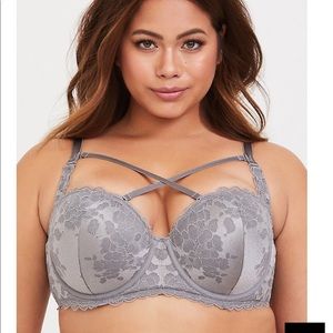 Grey Strappy Lace Push-Up Strapless Bra Torrid 40G